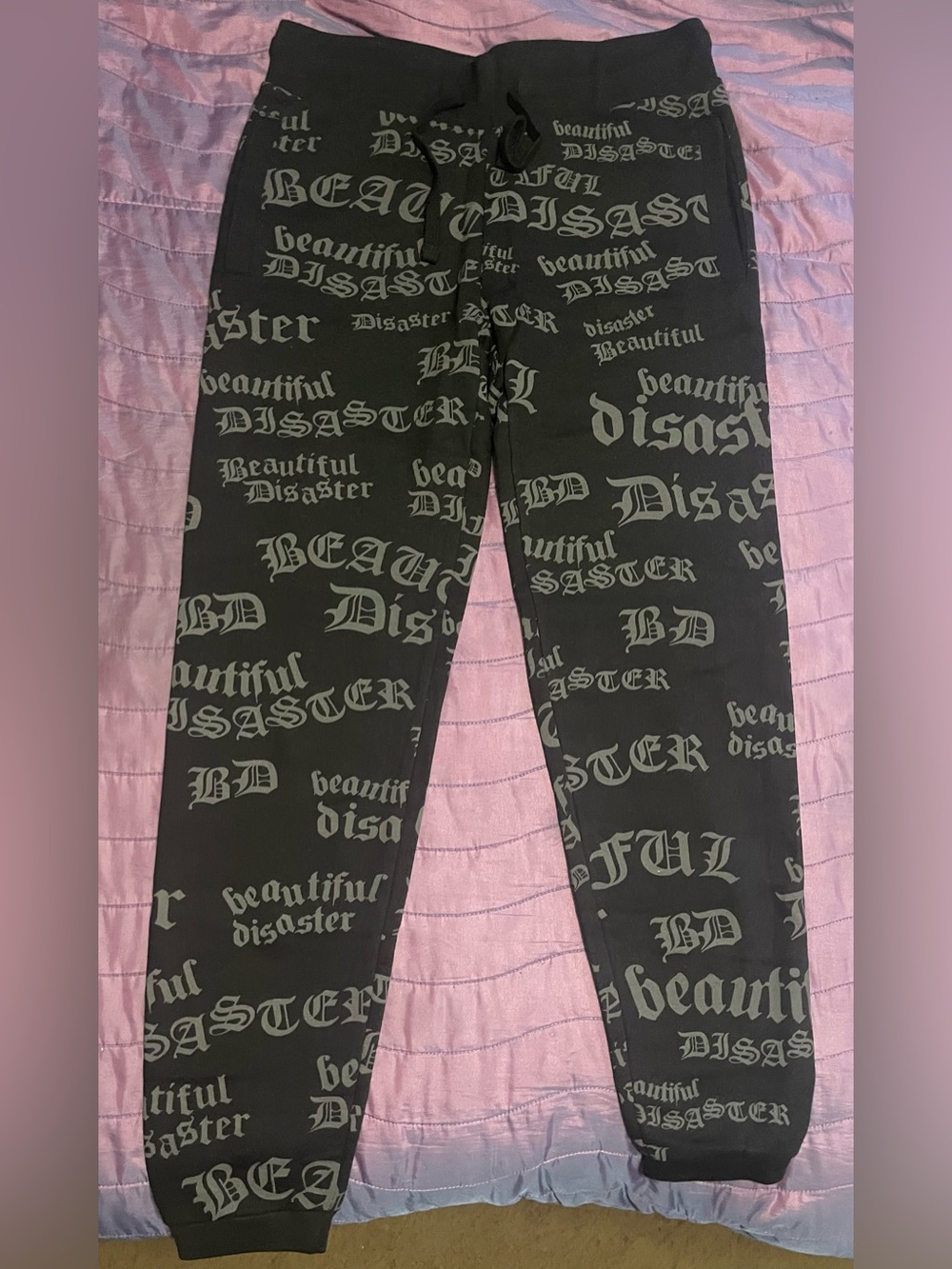 Beautiful Disaster Black Graphic Sweatpants